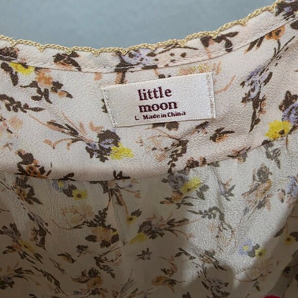 Little Moon Cream Floral Tank Top Women’s L Sleeveless Cami Blouse - Picture 6 of 11